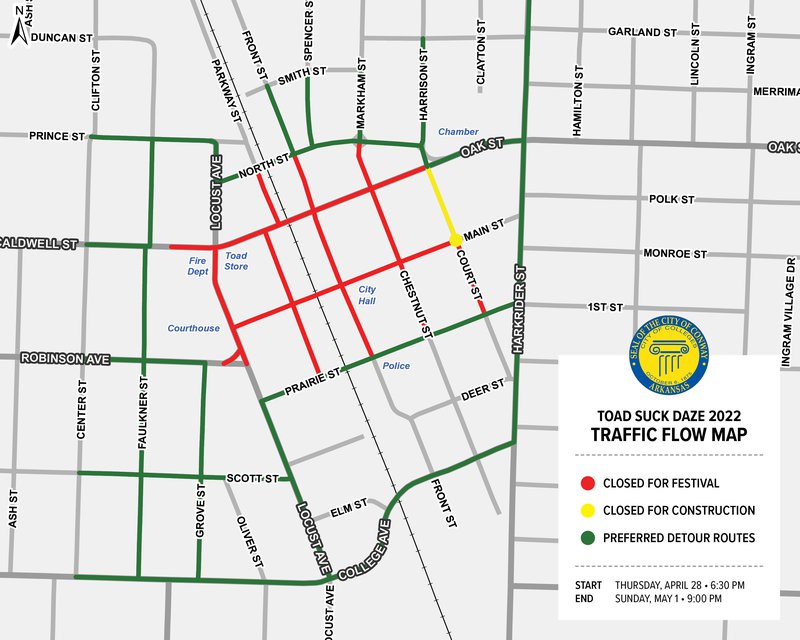Toad Suck Daze 2022 Traffic Flow Map
